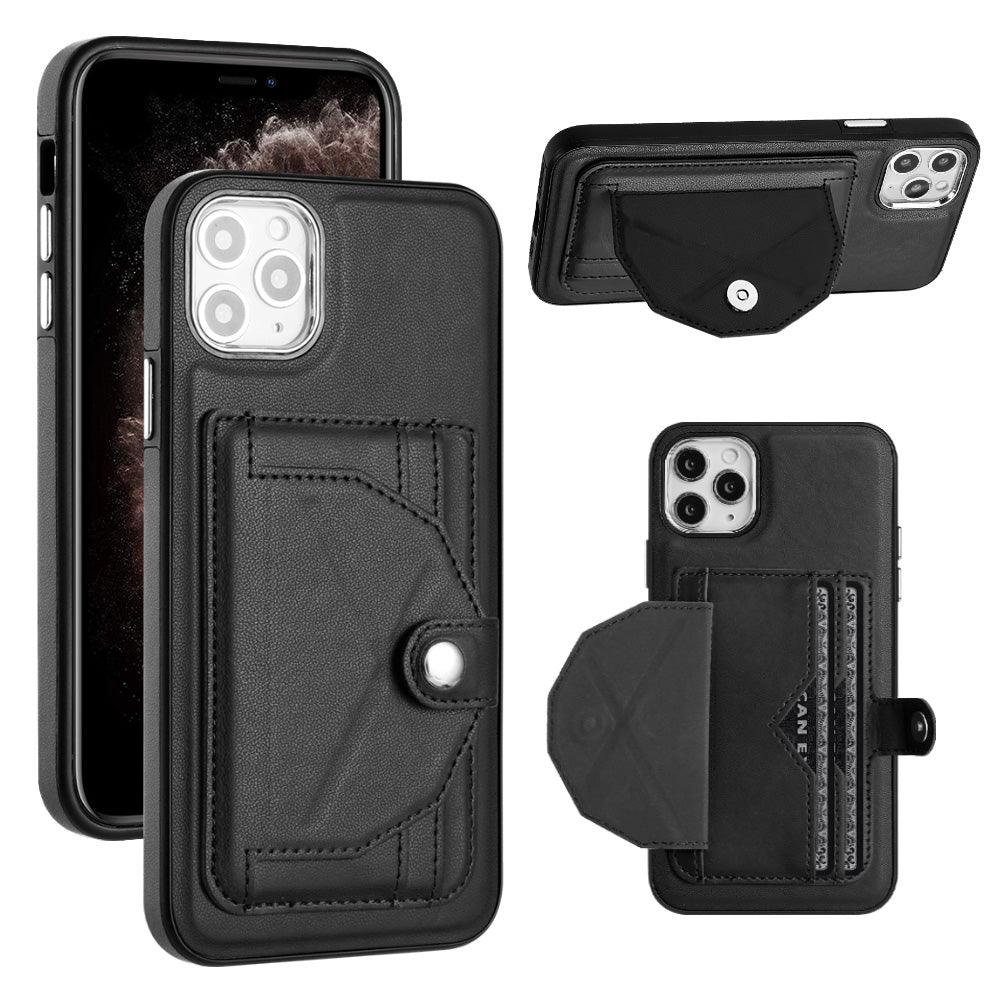YB Leather Coating Series-4 for iPhone 11 Pro Max Card Slots Smartphone Case PU Leather Coated TPU Kickstand Cover YB Leather Coating Series-4 for iPhone 11 Pro Max Card Slots Smartphone Case PU Leather Coated TPU Kickstand Cover